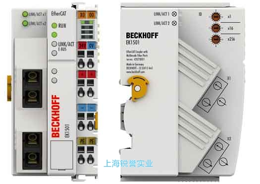 EK1501 | 带 ID 拨码开关的 EtherCAT 耦合器，光纤